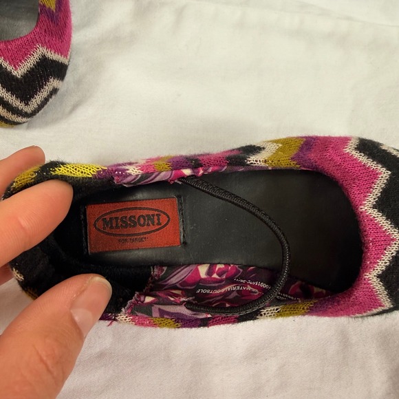 Missoni Toddler Girl Pink Zigzag Knit Ballet Flats Elastic Strap Size 7 Toddler - Picture 2 of 4